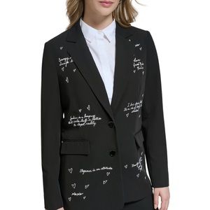 Karl Lagerfeld Women’s Script-Print Notch-Lapel Blazer